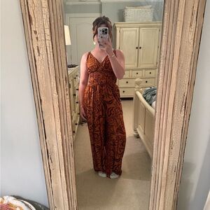 Sienna Sky Orange and Black Jumpsuit
